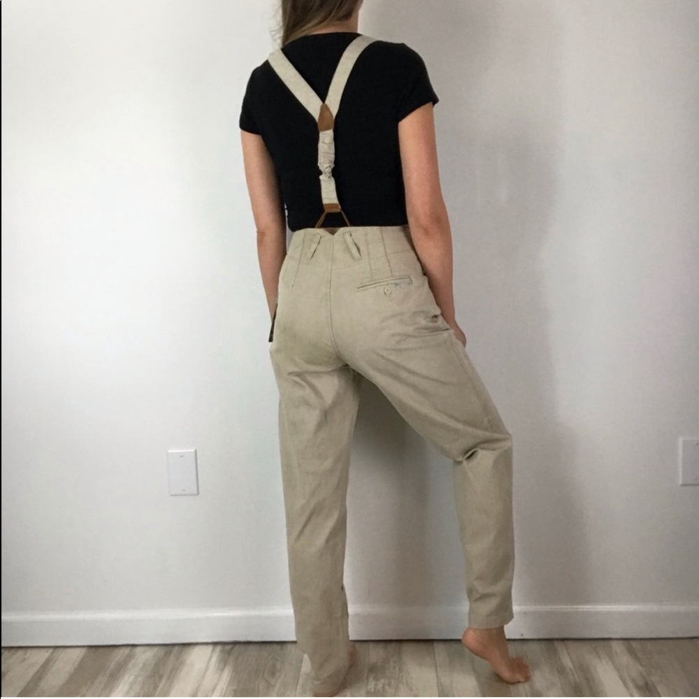 JORDACHE Vintage 80’s Retro Khaki Suspender Pants